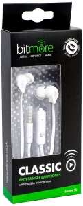 Bitmore Classic Earphones with Microphone - White